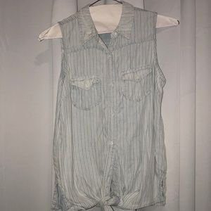 Whitewashed denim maurices front tie tank